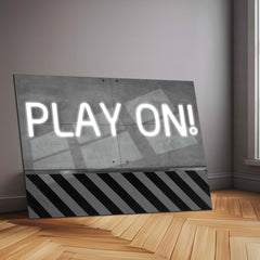 LED | “PLAY ON!” Motivational Wall Quote – LED Metal Sign | Glowing Gaming & Fitness Decor - TURTLEWINGS 