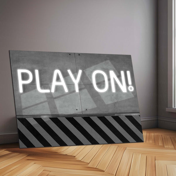 LED | “PLAY ON!” Motivational Wall Quote – LED Metal Sign | Glowing Gaming & Fitness Decor - TURTLEWINGS 