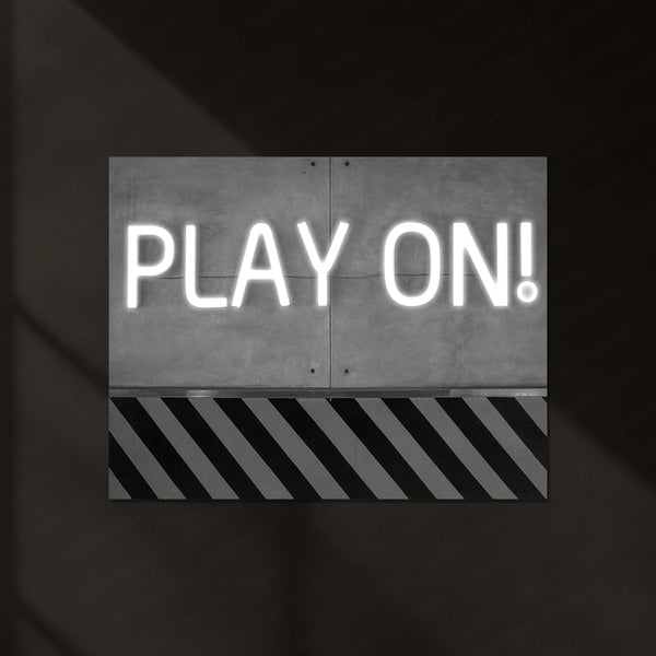 LED | “PLAY ON!” Motivational Wall Quote – LED Metal Sign | Glowing Gaming & Fitness Decor - TURTLEWINGS 