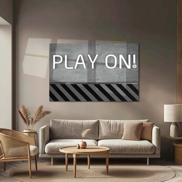 LED | “PLAY ON!” Motivational Wall Quote – LED Metal Sign | Glowing Gaming & Fitness Decor - TURTLEWINGS 