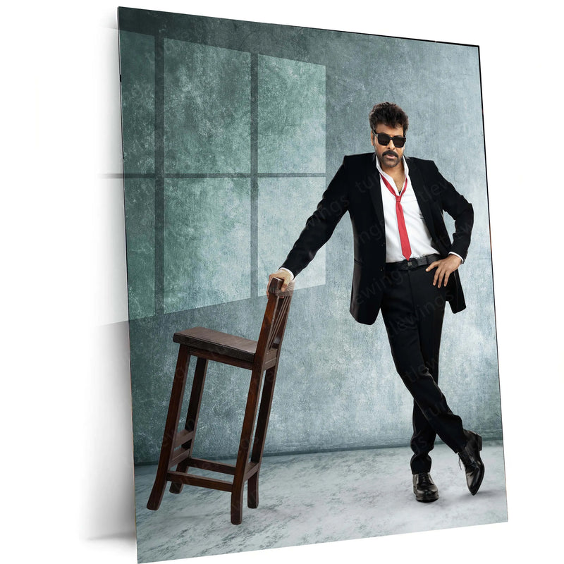 Movies & Series Metal Poster | Megastar Chiranjeevi Metal Poster | Mass Telugu Superstar Wall Art | Premium Actor Portrait Frame - TURTLEWINGS 
