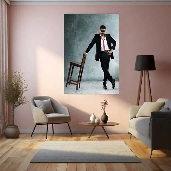 Movies & Series Metal Poster | Megastar Chiranjeevi Metal Poster | Mass Telugu Superstar Wall Art | Premium Actor Portrait Frame - TURTLEWINGS 