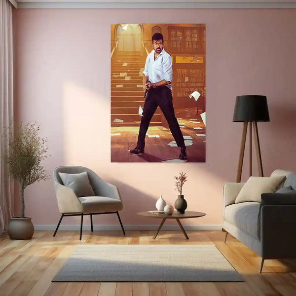 Movies & Series Metal Poster | Megastar Chiranjeevi Metal Poster | Mass Telugu Superstar Wall Art | Premium Actor Portrait Frame 01 - TURTLEWINGS 