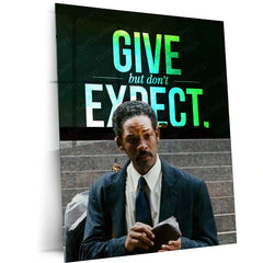 Quote Metal Poster | Chris Gardner – GIVE but Don’t EXPECT | Selfless Mindset Motivation Metal Frame - TURTLEWINGS 