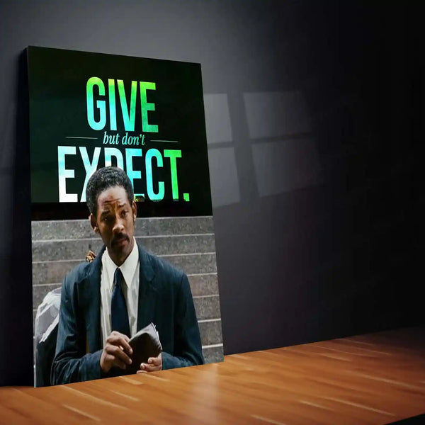 Quote Metal Poster | Chris Gardner – GIVE but Don’t EXPECT | Selfless Mindset Motivation Metal Frame - TURTLEWINGS 