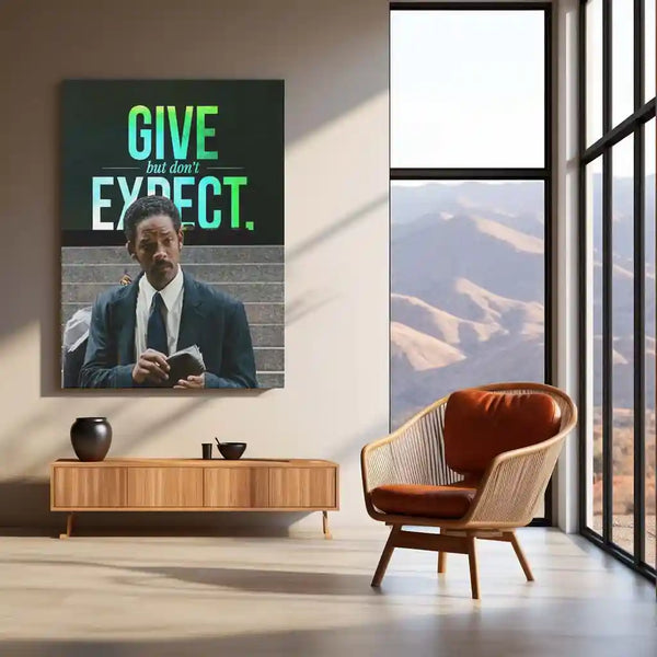 Quote Metal Poster | Chris Gardner – GIVE but Don’t EXPECT | Selfless Mindset Motivation Metal Frame - TURTLEWINGS 