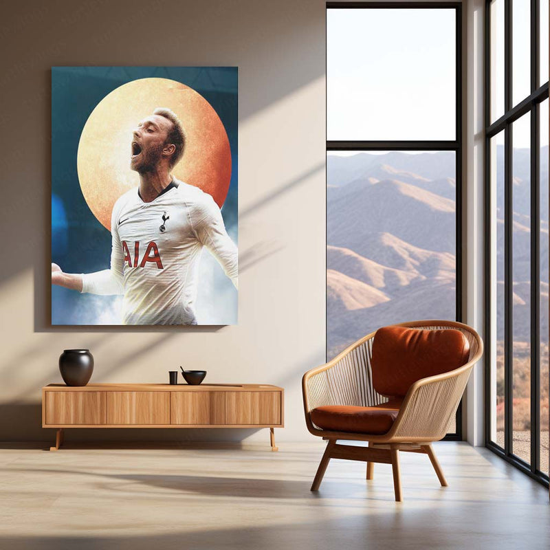 Christian Eriksen Celebration – Tottenham Hotspur Artistic Poster Metal Frame | Spurs Midfield Maestro Wall Art - TURTLEWINGS 