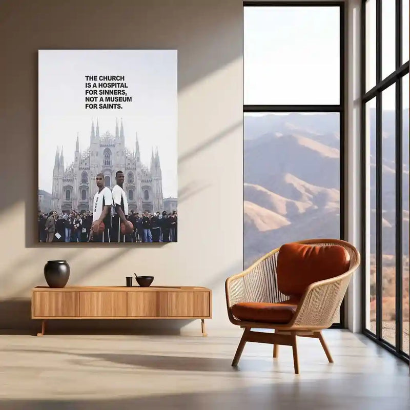 Quote Metal Poster | Church Is a Hospital | Grace, Redemption & Faith-Based Truth Metal Frame - TURTLEWINGS 