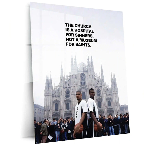 Quote Metal Poster | Church Is a Hospital | Grace, Redemption & Faith-Based Truth Metal Frame - TURTLEWINGS 