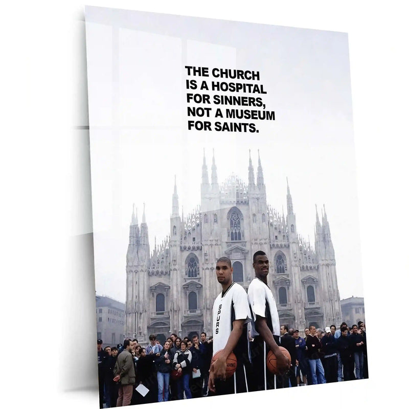 Quote Metal Poster | Church Is a Hospital | Grace, Redemption & Faith-Based Truth Metal Frame - TURTLEWINGS 