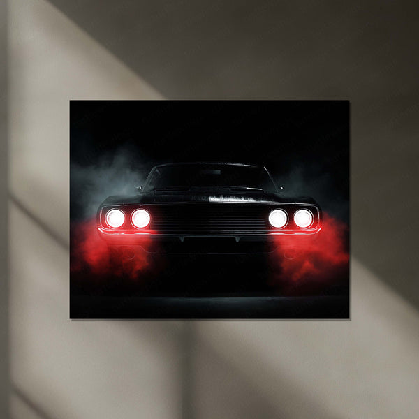 Classic Beast Neon LED Metal Poster | Retro Muscle Car Wall Art | Power & Legacy Illuminated Frame