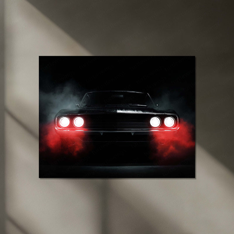 Classic Beast Neon LED Metal Poster | Retro Muscle Car Wall Art | Power & Legacy Illuminated Frame