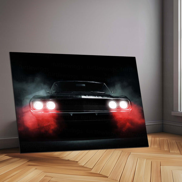 Classic Beast Neon LED Metal Poster | Retro Muscle Car Wall Art | Power & Legacy Illuminated Frame