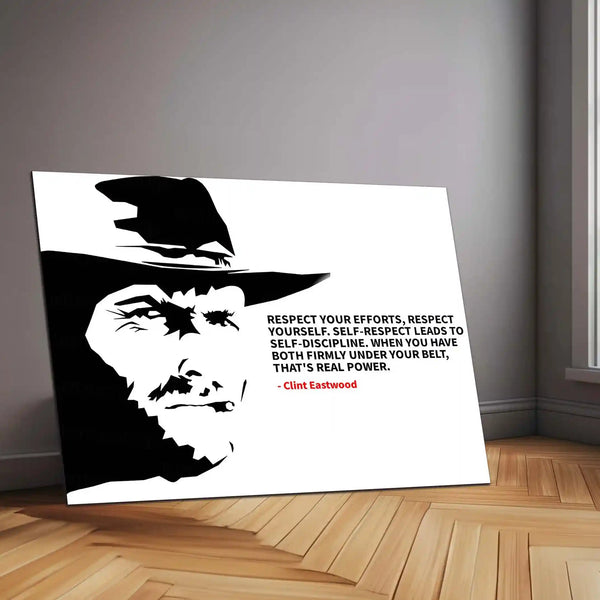 Quote Metal Poster | Clint Eastwood Quote – Real Power Comes from Discipline | Motivational Metal Poster