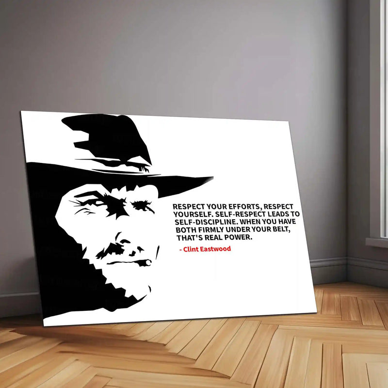 Quote Metal Poster | Clint Eastwood Quote – Real Power Comes from Discipline | Motivational Metal Poster