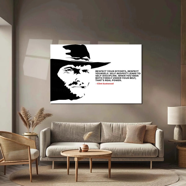 Quote Metal Poster | Clint Eastwood Quote – Real Power Comes from Discipline | Motivational Metal Poster