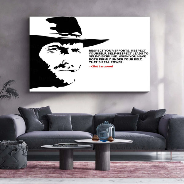 Quote Metal Poster | Clint Eastwood Quote – Real Power Comes from Discipline | Motivational Metal Poster