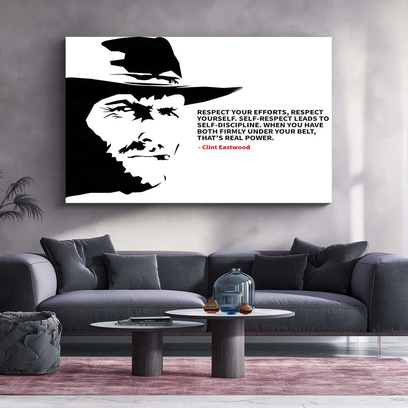 Quote Metal Poster | Clint Eastwood Quote – Real Power Comes from Discipline | Motivational Metal Poster