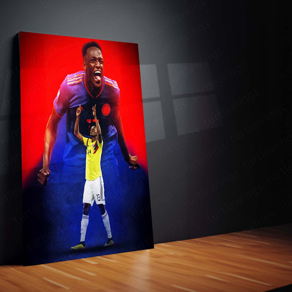 Yerry Mina #13 – Colombia National Team Celebration Metal Frame | Signature Pose Football Poster - TURTLEWINGS 