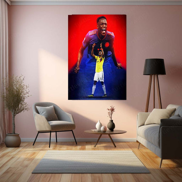Yerry Mina #13 – Colombia National Team Celebration Metal Frame | Signature Pose Football Poster - TURTLEWINGS 
