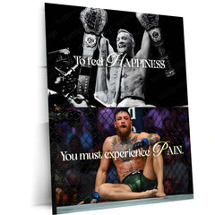Quote Metal Poster | Conor McGregor – To Feel Happiness, You Must Experience Pain | Relentless Mindset Metal Frame - TURTLEWINGS 