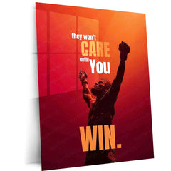 Quote Metal Poster | Conor McGregor Motivational Metal Poster | “They Won’t Care Until You Win” Wall Art | Fighter Mindset Gym Decor Metal Print