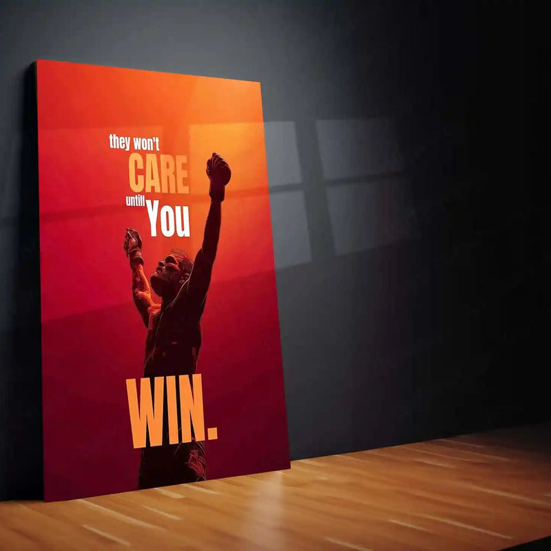 Quote Metal Poster | Conor McGregor Motivational Metal Poster | “They Won’t Care Until You Win” Wall Art | Fighter Mindset Gym Decor Metal Print