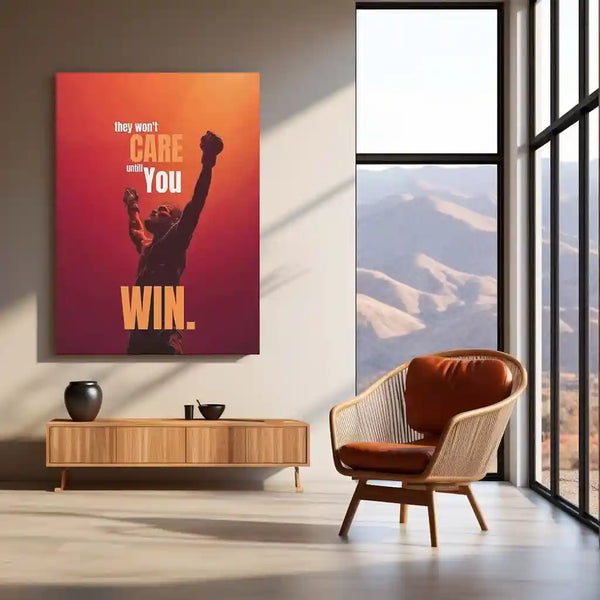 Quote Metal Poster | Conor McGregor Motivational Metal Poster | “They Won’t Care Until You Win” Wall Art | Fighter Mindset Gym Decor Metal Print