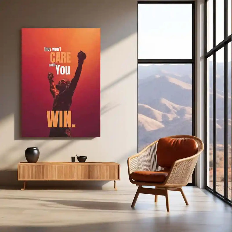 Quote Metal Poster | Conor McGregor Motivational Metal Poster | “They Won’t Care Until You Win” Wall Art | Fighter Mindset Gym Decor Metal Print