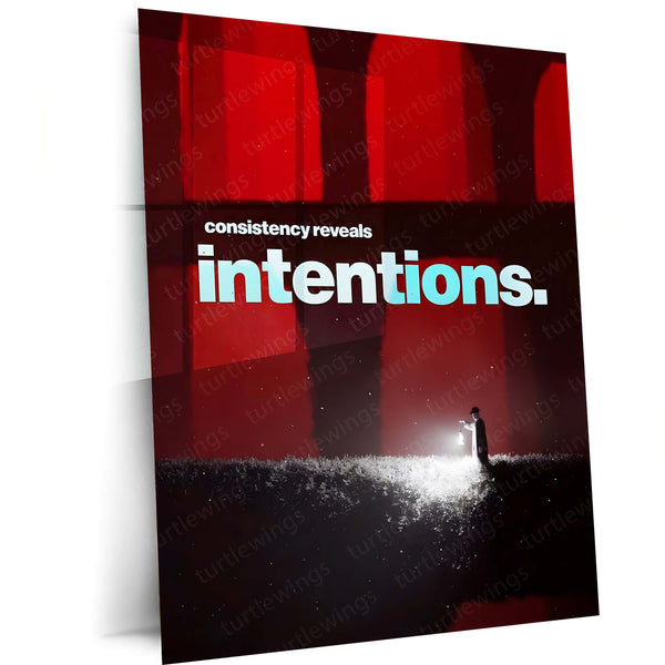 Quote Metal Poster | Consistency Reveals Intentions Metal Frame Discipline Over Words Motivational Wall Art | Commitment & Integrity Quote Metal Poster