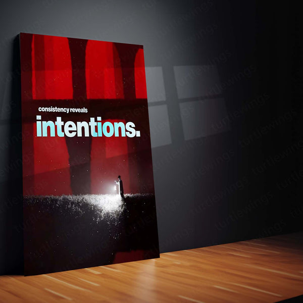Quote Metal Poster | Consistency Reveals Intentions Metal Frame Discipline Over Words Motivational Wall Art | Commitment & Integrity Quote Metal Poster