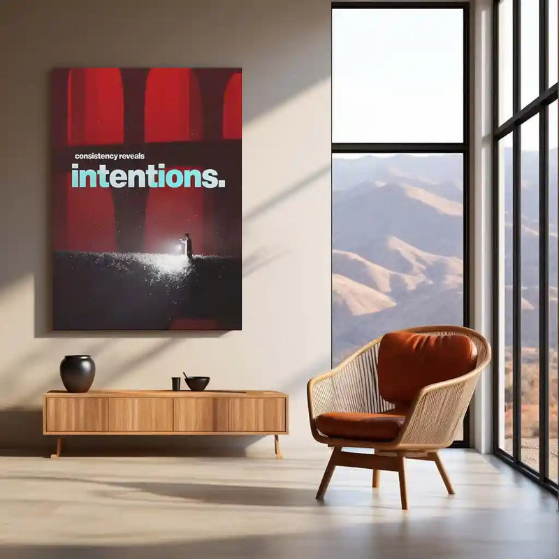 Quote Metal Poster | Consistency Reveals Intentions Metal Frame Discipline Over Words Motivational Wall Art | Commitment & Integrity Quote Metal Poster - TURTLEWINGS 
