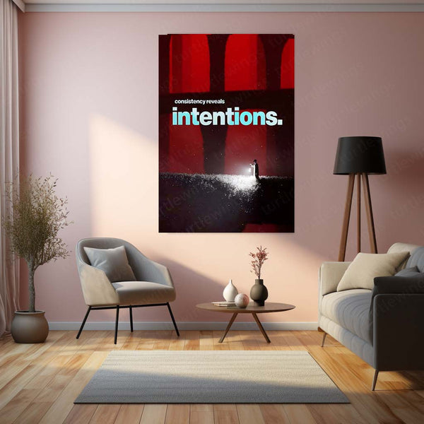 Quote Metal Poster | Consistency Reveals Intentions Metal Frame Discipline Over Words Motivational Wall Art | Commitment & Integrity Quote Metal Poster