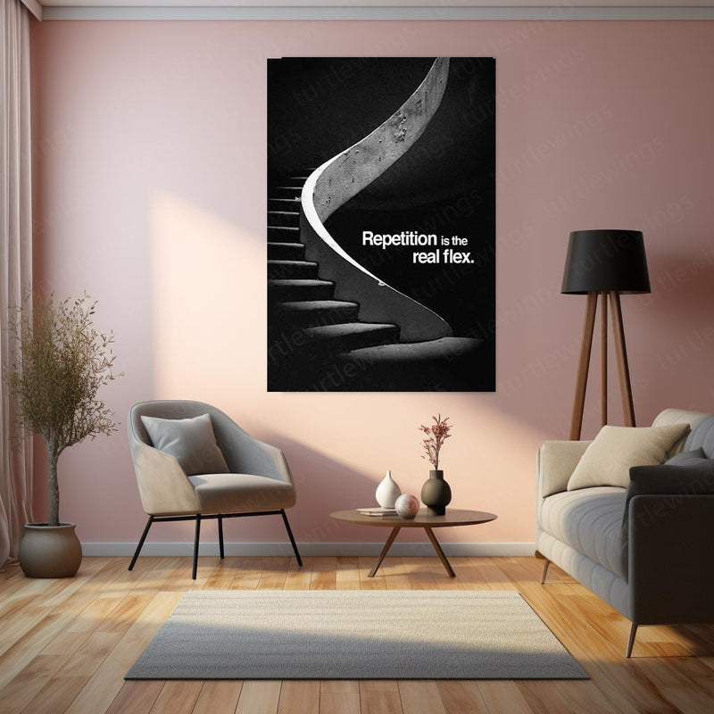 Consistency is Power – The True Flex of Repetition Metal Frame | Discipline Over Motivation Wall Art | Daily Grind Quote Poster