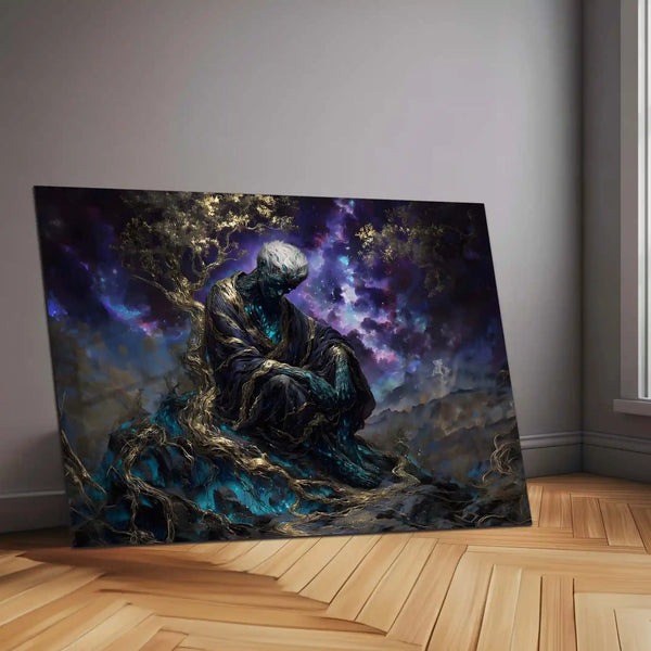 Cosmic Guardian Metal Poster | Mystical Fantasy Wall Art - TURTLEWINGS 