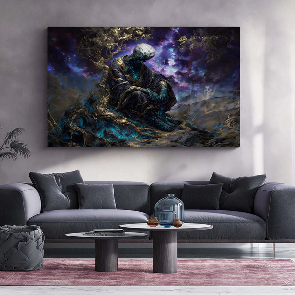 Cosmic Guardian Metal Poster | Mystical Fantasy Wall Art - TURTLEWINGS 