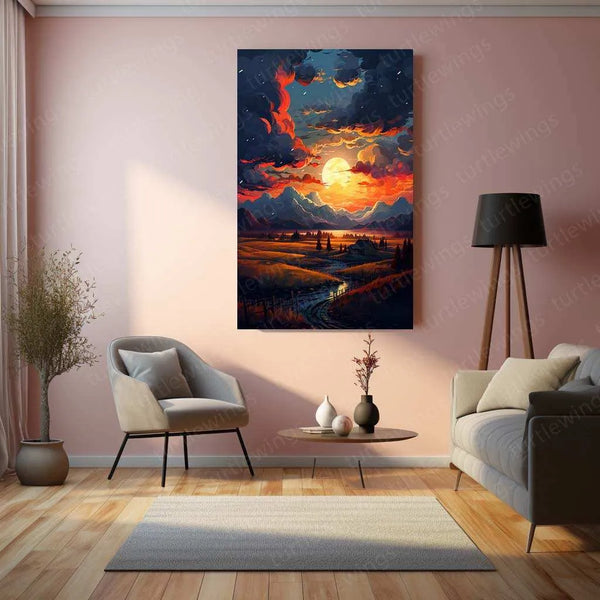 Countryside Metal Poster – Scenic Nature Wall Art | Rustic & Serene Landscape Decor - TURTLEWINGS 