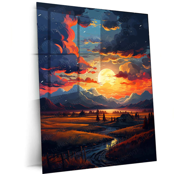 Countryside Metal Poster – Scenic Nature Wall Art | Rustic & Serene Landscape Decor - TURTLEWINGS 