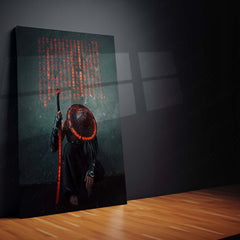 Crimson Code Samurai Metal Poster | Cyberpunk Warrior Wall Art  Ronin Futuristic Japanese Metal Frame by TurtleWings