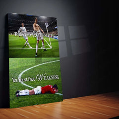 Quote Metal Poster | Cristiano Ronaldo – To Discover Strength, You Must Face Weakness | Champion Mindset Metal Frame - TURTLEWINGS 