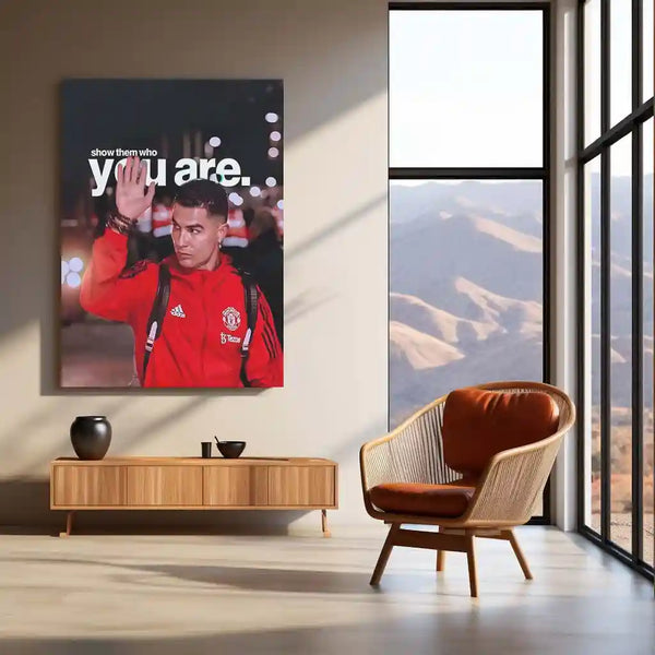 Quote Metal Poster | Cristiano Ronaldo – Show Them Who You Are | Champion Mindset Metal Frame - TURTLEWINGS 