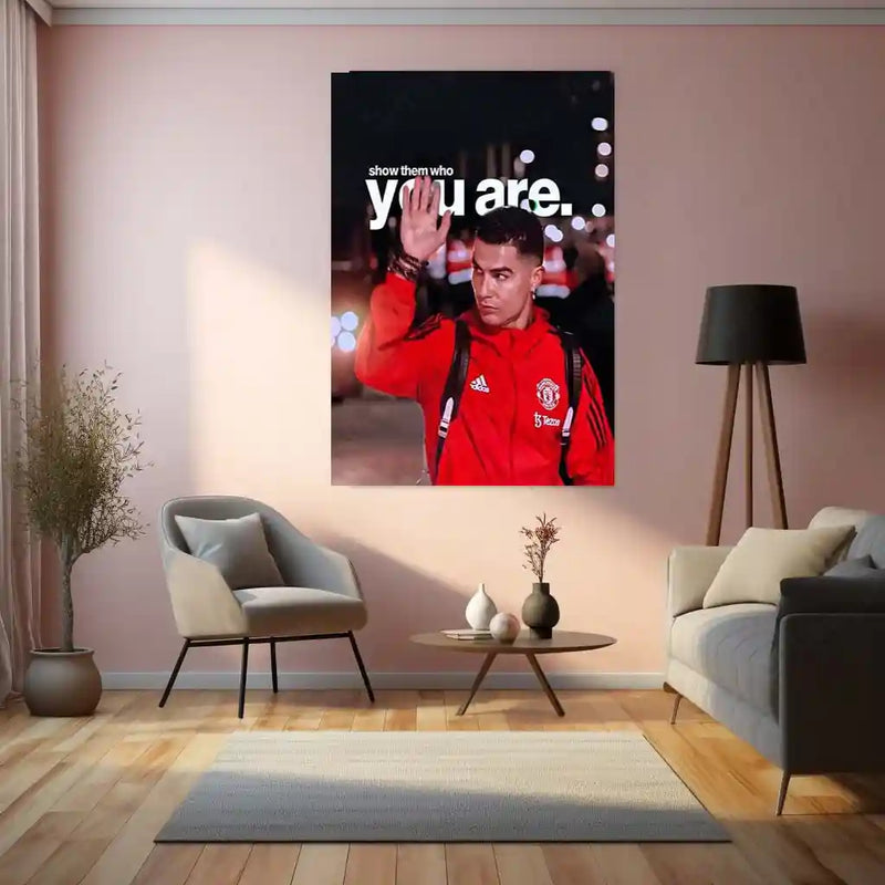 Quote Metal Poster | Cristiano Ronaldo – Show Them Who You Are | Champion Mindset Metal Frame - TURTLEWINGS 