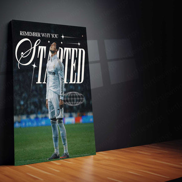 Cristiano Ronaldo with Quote Metal Poster | Football Legend Motivation Wall Art