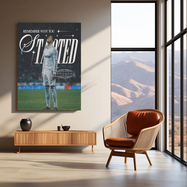 Cristiano Ronaldo with Quote Metal Poster | Football Legend Motivation Wall Art