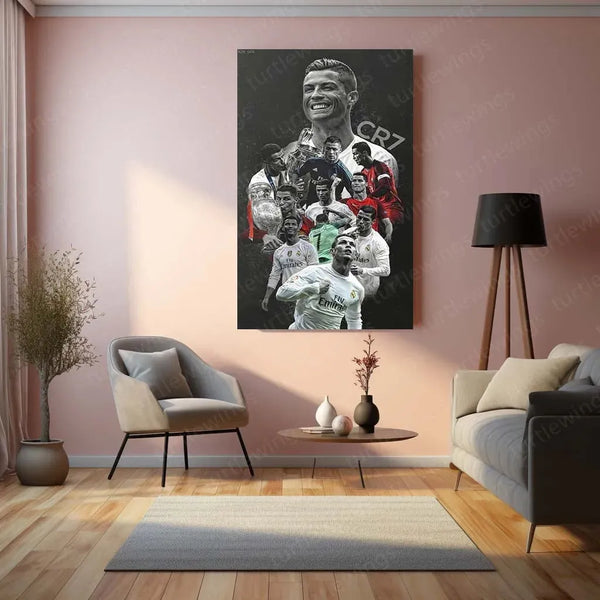 Cristiano Ronaldo Metal Frame – Iconic Football Wall Art 3 - TURTLEWINGS 