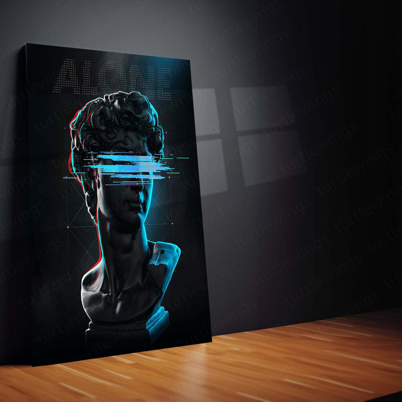 Cyber Renaissance Aesthetic Wall Art  Digital Isolation Futuristic Metal Frame by TurtleWings