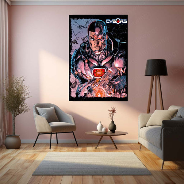 Cyborg – Tech Titan Metal Poster | DC Comics Justice League Wall Frame