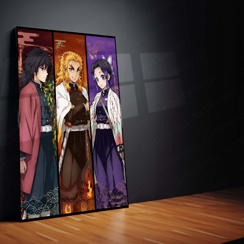 Anime Metal Poster Set of 3 | Demon Slayer Hashira | Nine Hashira Character Lineup Triptych Wall Art – product image 4
