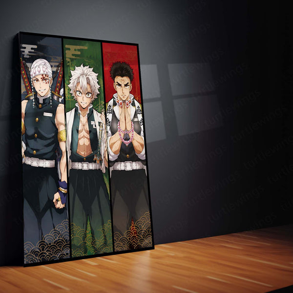 Anime Metal Poster Set of 3 | Demon Slayer Hashira | Nine Hashira Character Lineup Triptych Wall Art – product image 5