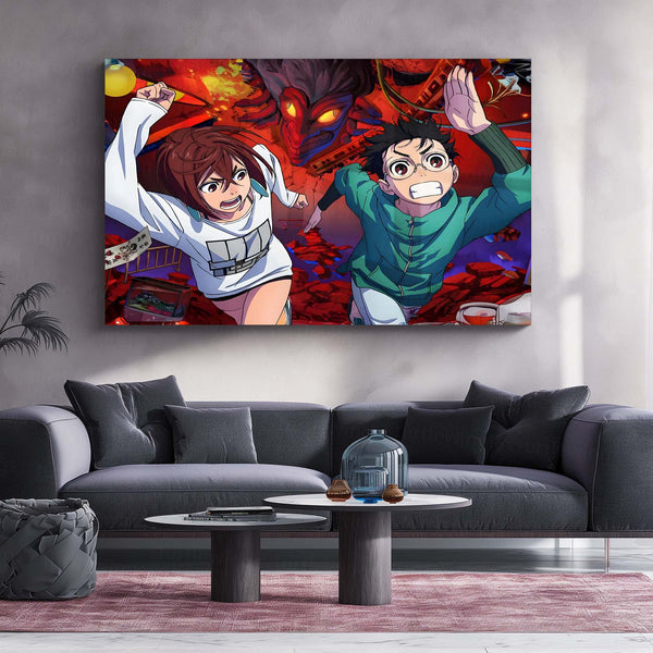 Anime Metal Poster | DanDaDan – Momo Ayase & Okarun Metal Poster | Supernatural Anime Wall Frame 07